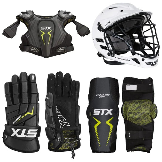 STX Stallion 200 Lacrosse Starter Kit - Gloves, Shoulder Pads, Arm Pads & Helmet